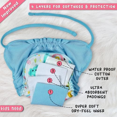 kids need Advance langots for new born 0-6 months, Pack of 3 LARGE size (5-10kg) super soft cotton cloth nappies for new born baby essentials, Reusable washable nappy L1L 3