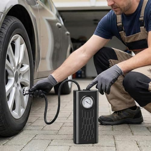Supadaa Cordless Tyre Inflator Portable Air Compressor Pump with Digital Pressure Gauge 5000mAh Rechargeable Battery Mini Wireless Air Pump for Car Bike Cycle Scooter Ball Inflation 60 PSI 2