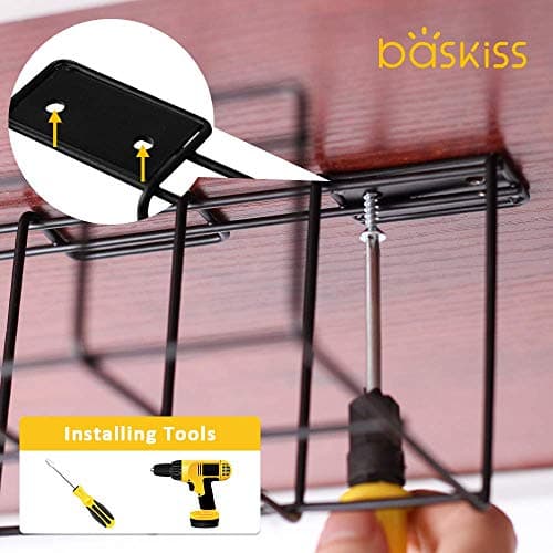 INDIAN DECOR. 21590 Under Desk Cable Management Tray, 16 inches Under Desk Cable Organizer for Wire Management, Metal Wire Cable Tray for Desks, Offices, and Kitchens (Black) 5
