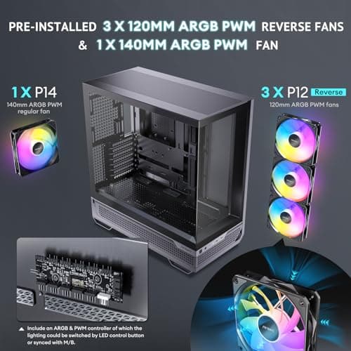Antec C7 ARGB ATX Mid Tower PC Case Black 270 Degree Panoramic View 3 Side Glass 5