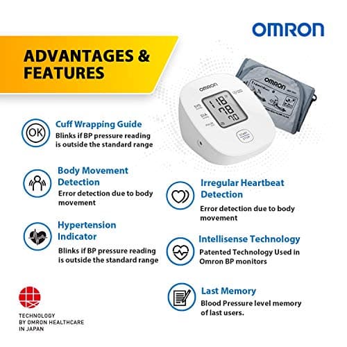 Omron HEM 7121J Fully Automatic Digital Arm Blood Pressure Monitor with Intellisense Technology & Cuff Wrapping Guide for Most Accurate Measurement (White) 3