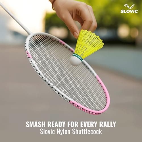 Slovic Shuttlecock Set [Pack of 3] | Badminton Shuttle Cock with Aerodynamic Wing Rib Design | Durable Nylon Feather Cock | Stable Flight & Fast Recovery | Ideal for Indoor & Outdoor Games 3