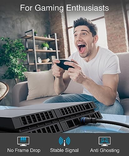 BlueRigger 8K HDMI 2.1 Cable (10FT, 8K 60Hz HDR, 4K 120Hz, High Speed 48Gbps with Ethernet, eARC, 3D, HDCP 2.3) - Compatible with PS5, Xbox, Roku, Apple TV, Switch, PC 2