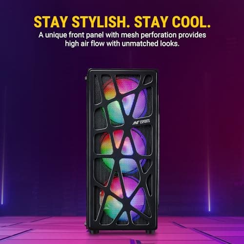 Ant esports Combo Elite 1100 Mid-Tower Computer Case/Gaming Cabinet - Black with Ant Esports VS400L NonModular High Efficiency Gaming Power Supply/PSU with Continuous Power and 120mm 3