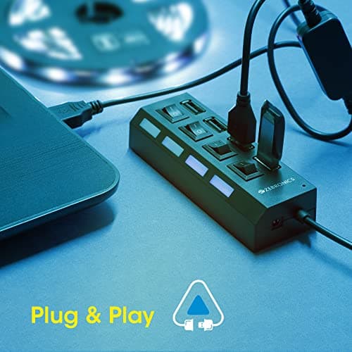 ZEBRONICS 150Hb 4 Port USB Hub with Dedicated On/Off Switch, Led Indicators, 45Cm Cable Length, Optional Power Input Port, Multi Device and Plug Play Usage 5