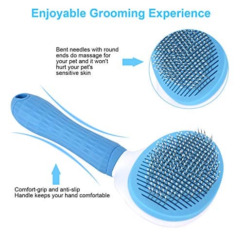 Depets Self Cleaning Slicker Brush, Pet Grooming Shedding Brush for Dogs and Cats - Easy to Remove Loose Undercoat, Pet Massaging Tool Suitable for Pets with Long or Short Hair Color May Vary 2