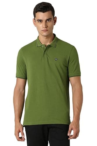 Van Heusen Men's Cotton Solid Regular Fit Collar Polo T-Shirt