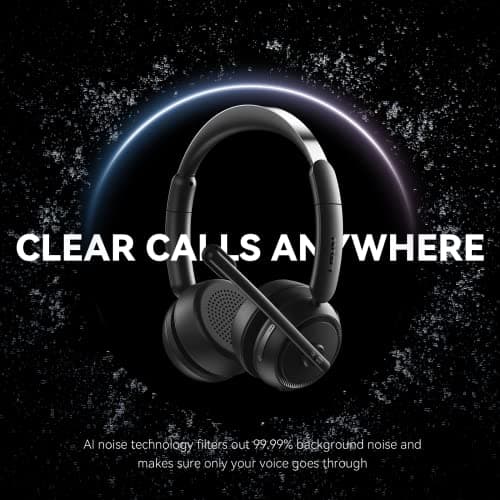 Wireless Headset with Mic for Work, Bluetooth Headset with Microphone (Noise Cancelling & Mute Button), Wireless Headphones with Mic for Work from Home/Office/PC/Call Center/Computer/Laptop/Teams/Zoom 2