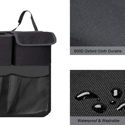 Car Back Seat Trunk Organizer with 8 Mesh Storage Pockets, Adjustable Hanging Straps, Oxford Fabric Storage Bag, Waterproof Car Boot Organizer for SUV, Hatchback, Sedan Travel Accessories 5