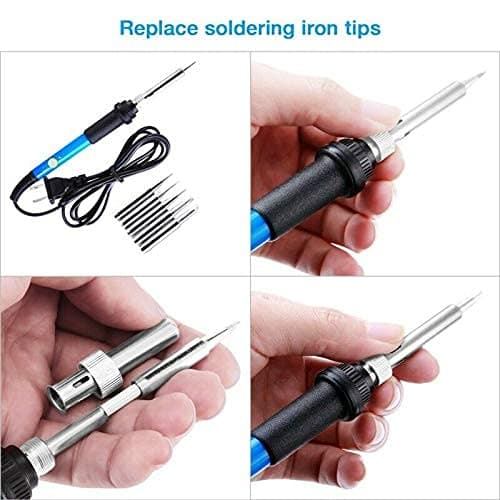 Wynhard 60 Watt Soldering Iron with Adjustable Temperature Soldering Gun Electric Welding Solder Soldering Iron Rework Station Handle Heat Pencil Tool with 5 Pcs Tip Solder Iron 4