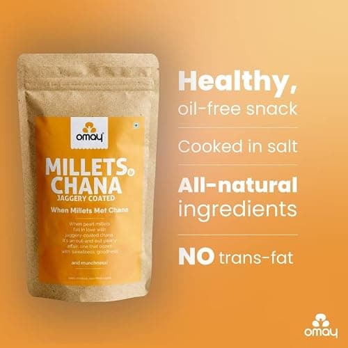 Omay Foods Millets and Jaggery Coated Chana, 200g Pouch (Pack of 2) | Bajra Millet Snack | Gur Chana | Oil Free | No Added Sugar | Gluten Free | Healthy Trail Mix Snack for Weight Loss 2