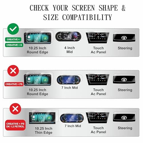 OHAYO 4 Pack Car Display Screen Protector for Tata Nexon 2025 & 2026 Facelift | Fits Creative, Creative+ S, Creative+ S CNG, Creative+ S Dark | 10.25" Infotainment, 4" MID, AC Touch Panel & Steering C 2