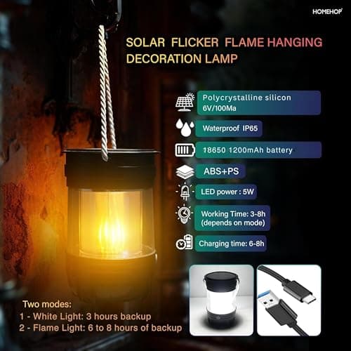 Homehop Solar Light Outdoor Home Waterproof Decorative Flickering Flame Portable Torch LED Rechargeable Table Lamps for Home, Balcony, Garden, and Indoor Use 4