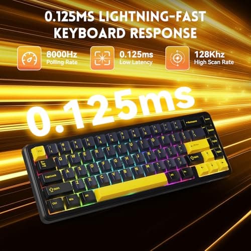 ATTACK SHARK X65 HE Rapid Trigger Compact 60% Wired Gaming Keyboard,Hall Effect Magnetic Switch Keyboard,Adjustable Actuation,8KHz Polling Rate,PBT Keycap RGB Backlit with Coiled Cable-Star Black 3