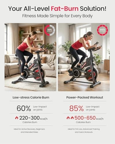 Sparnod Fitness SSB-11N Spinning Bike for Home Use, Heavy-Duty Chrome Flywheel 11kg, Silent Belt Drive, 4-Way Adjustable Seat, LCD Monitor, Adjustable Resistance with Emergency Brake, 125kg Capacity 4