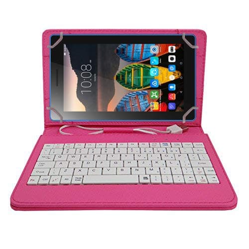 Hello Zone Exclusive 7� Inch USB Keyboard Tablet Case Cover Book Cover for Swipe Slice Tablet -Pink