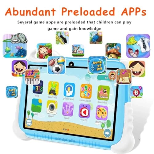 Drumstone 10 𝒀𝒆𝒂𝒓𝒔 𝑾𝒂𝒓𝒓𝒂𝒏𝒕𝒚 Kids LearningTablet with 7" HD Display, Educational Android Tablet for Children,Pre-Installed Learning Apps, Parental Controls,WiFi, Durable Unicorn Shockproof 2