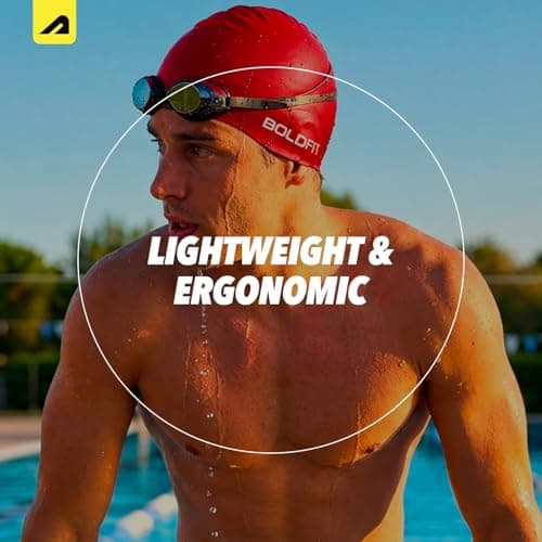 Boldfit Silicone Swimming Cap for Men, Women & Kids - Easy Fit, Long Hair - Red 3