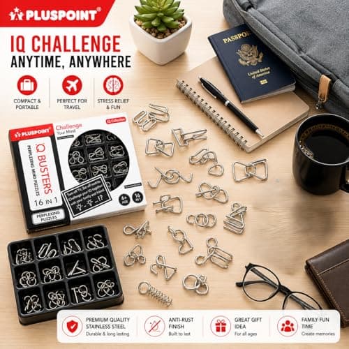PLUSPOINT Brain Teasers Metal Wire Puzzle IQ Mental Puzzle Toys for Gifts, Party Favors, Prizes, Disentanglement Puzzle Unlock Interlock Toys IQ Puzzle Brain Teaser 2
