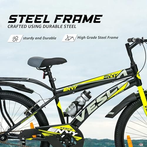 VESCO Envy Black 26T Road Bike with Inbuilt Carrier | Rigid Supsension | 17 Inch Frame | Cycle for Boys/Men (Single Speed) 4