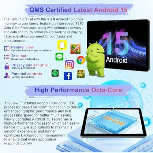 Android 15 2025 Tablet with Gemini AI, 30GB+128GB+1TB Expansion, Octa-Core 10.1" Electronic Tablets with Keyboard Mouse, 8000mAh, 5G Wi-Fi, IPS HD Display, GPS, Widevine L1, Screen 4
