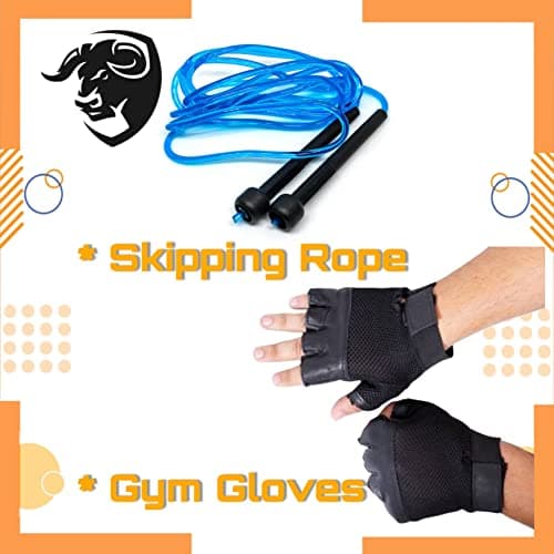 BULLAR Home Gym Set, 8kg to 20kg with 3 Straight Curl Rod and 2 Dumbbell Rods, Gym Combo, and Home Workout Equipments with PVC Weights Plates (16kg Set) 5