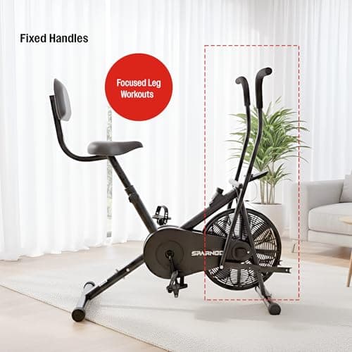 Sparnod SAB-05 Air Bike Exercise Cycle for Home Gym with Back Support | Full Body Workout – Arms & Legs Dual Action | Adjustable Resistance | 120 KG Maximum User Weight & 1-Year Warranty 4