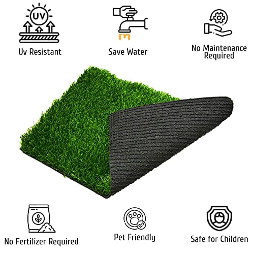 Homitecture 25 MM High Density Artificial Grass Carpet Mat for Balcony Multipurpose Entryway Floor Doormat for Lawn Garden Terrace & Office (37 X 57 Cm, Pack of 1) 6