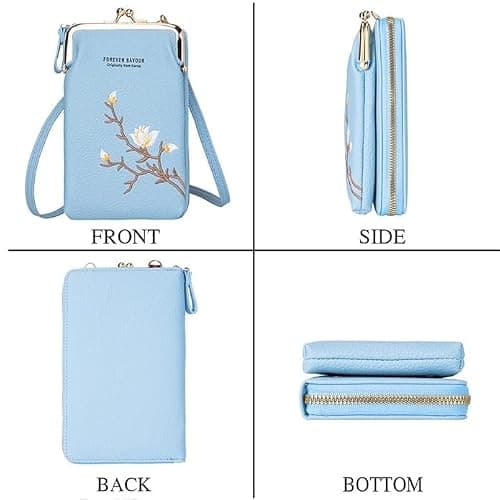 NOJTI Women’s Mobile Sling Bag Korean Style Mini Crossbody Phone Purse PU Leather Small Shoulder Bag for Girls Travel Wallet Pouch with Strap-Grey 3