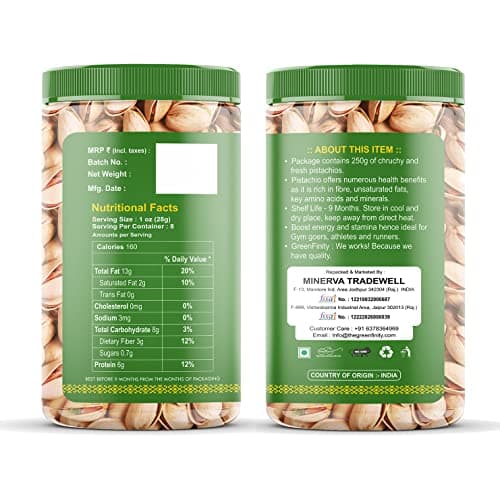 GreenFinity Dry Fruits Combo- Green Raisins, Almonds, Cashews, Roasted Pistachios (250g Each), Walnuts Without Shell (175g) | Fresh Healthy Snacks for Cooking, Gifting, Daily Consumption (Pack of 5) 4