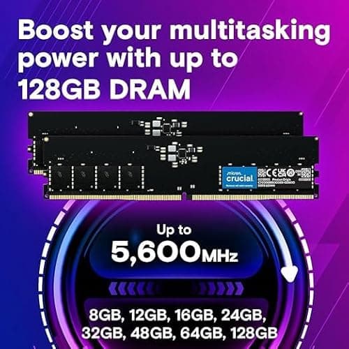 Crucial RAM 16GB DDR5 5600 MHz CL46 (16Gbit) Desktop Memory CT16G56C46U5 5