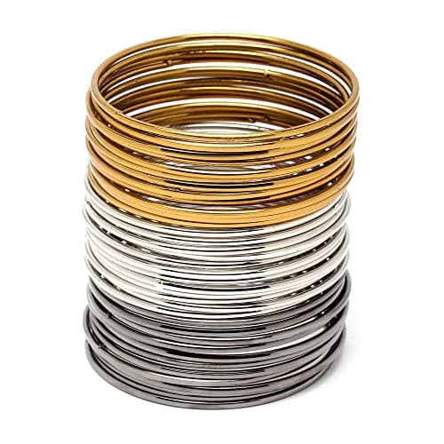 ZENEME Gold, Silver & Black Toned Classic Bangles Jewellery Set with Girls and Women (Combo Of Set Of 3) (2.4) 5