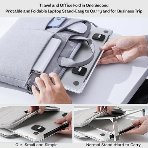 Flavizo 2PCS Portable Mini Laptop Stand – Adjustable Alloy Keyboard Riser with Rubber Feet and Non-Slip Pads, Lightweight Holder for Desk (Black) 5