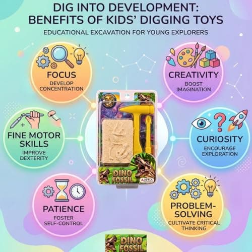 APEX Dino Fossil Excavation Kit for Kids | Dinosaur Fossil Digging Toy with Excavation Tools | Educational STEM Learning Paleontology Set for Boys & Girls | DIY Dino Dig Adventure Game 5