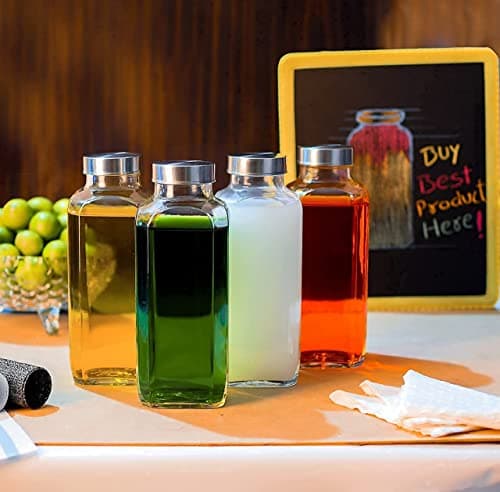 castanea Glass Water Bottle with Leak-Proof Airtight Stainless Steel Lid for Water, Smoothie, Juices - Reusable Travel Glass Drinking Fridge Bottles - 1000ml (2) 3