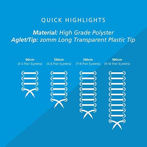 Lify 2 Pair Polyester Flat Shoe Laces for Athletic, Running - 5/16 Wide Shoelaces for Sneakers Shoes Boot Strings (120CM (47.25-Inch), White) 3