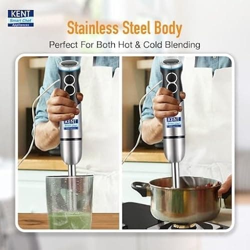 KENT Hand Blender Plus Chopper 450 W | Variable Speed Control | Turbo Switch for Fast Blending & Chopping | Hot & Cold Blending | Low Noise DC Motor | Multiple Attachments Chopper, Whisker & Jar 5