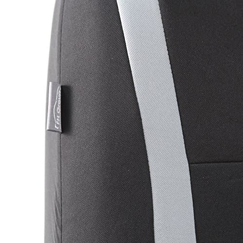 FH Group FB32102 Unique Flat Cloth Seat Covers, Gray/Black- Fit Most Car, Truck, SUV, or Van - with Gift 4
