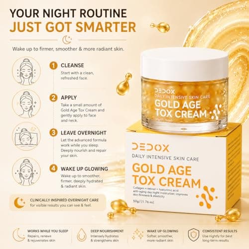 DEDOX - SKIN CARE Gold Age Tox Anti Aging Face Cream with Retinol, Collagen, Hyaluronic Acid 50g 3