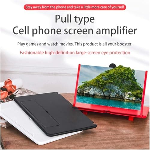Mobile Screen Magnifier with Foldable Stand - 3D HD Phone Screen Enlarger with Silicone Grip Pull Design for Smartphones | Portable Video Amplifier for Movies, Gaming and Hands-Free Viewing 4