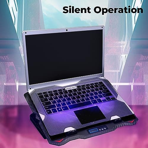 Zebronics NC5500D Powerful Laptop Cooler with Dual 125mm Fans, Silent Operation, Adjustable Fan Speed, Display, Controls, USB, 5 Step Retractable Stand and Mobile Holder 3