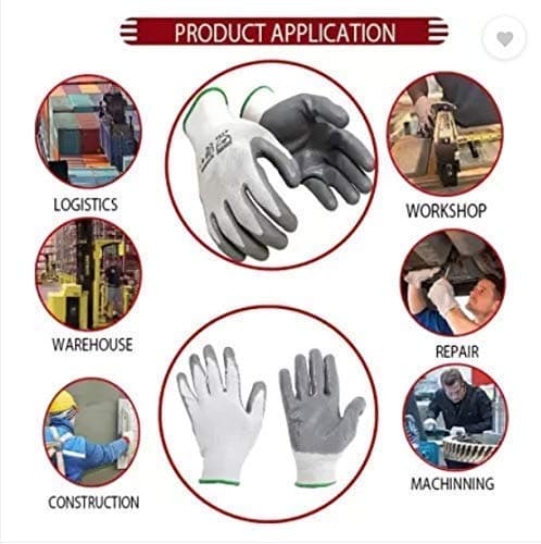 Industrial Safety Nylon Anti Cut Resistant Hand Gloves (White and Grey) - 4 Pair 5