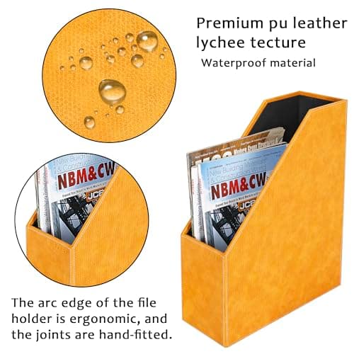 CLADD INTERNATIONAL Vegan Leather All in One Multi Purpose Personal Compartment Desk Organizer Caddy | Private Cabin Set | Office Boss Table Gift Accessories | Professional Modular Home Decor | Yellow 6