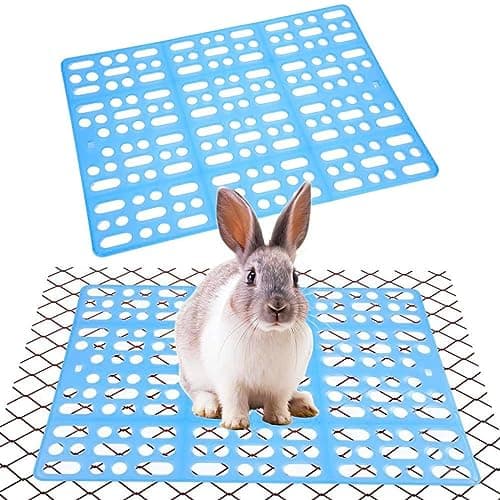 Qpets® 2Pcs Rabbit Cage Mat Hollow Mat For Rabbit Cage 9.8 By 13.5 Inches,Small Pet Plastic With 8Pcs Fixed Clip,Dry For Guinea Pig Hamster