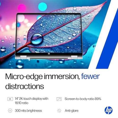 HP OmniBook 5 Flip (Previously Pavilion), Intel Core 7 150U (16GB LPDDR5,1TB SSD) 2K, 300 nits, 14''/35.6cm, Convertible, Win11, M365, Office24, Glacier Silver,1.65kg, fp0690TU, Pen, 5MP Camera Laptop 5