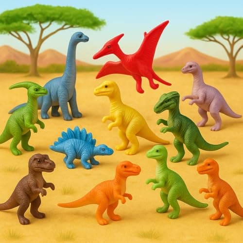 12-Pcs Realistic Dinosaur & Dragon Toy Set for Kids 2+ Years | Small-Size Roaring Dino Figures | Safari Action Animal Figurines | Educational Pretend Play | Birthday & Return Gifts for Boys & Girls 3