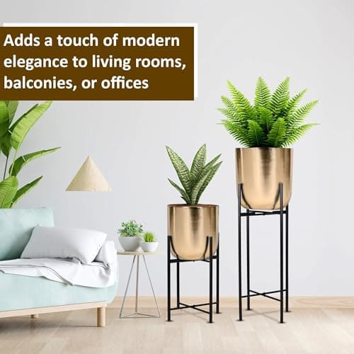 Indian DECORMART Floor Metal Pot with Stand for Indoor Home Garden Lobby Balcony Terrace Drawing Room IDM22029 2