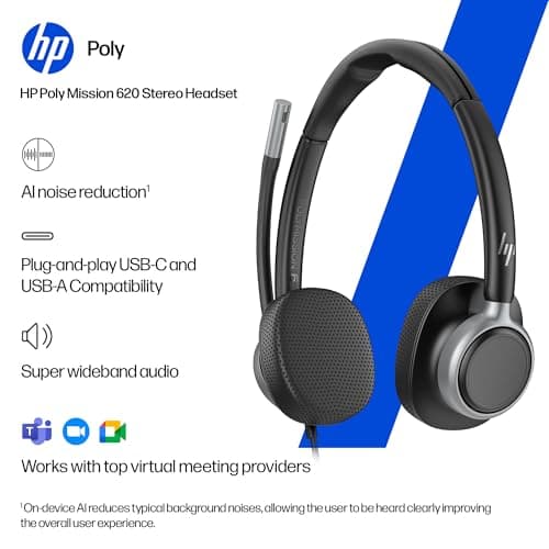 POLY HP Mission 420 Stereo USB Wired Headset Customer Special 1 WW 3