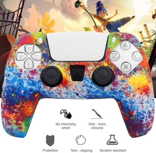 OIVO INDIA Colorful Controller Silicone Cover Case PS5 Controller Skin Anti Slip Protective Case Sleeve Compatible for Sony PlayStation 5 Controller (Pack of 2) 4
