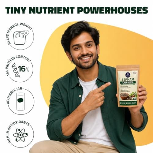 Zepham Chia Seeds 500g | 100% Raw & Natural Sabja/Chia | Rich in Omega-3, Fiber & Protein | Weight Loss Superfood | Gluten Free & Vegan 4